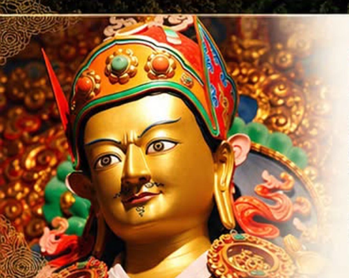 Gilded statue of Guru Padmasambhava.